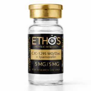 CJC-1295 (no DAC) 5mg + Ipamorelin 5mg research peptide vial, ETHOS UK