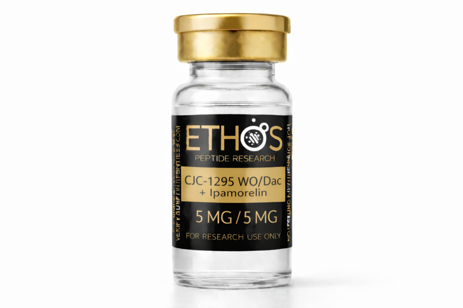 CJC-1295 (no DAC) 5mg + Ipamorelin 5mg research peptide vial, ETHOS UK